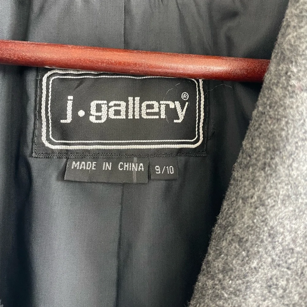Vintage J. Gallery Wool Blend Gray Double Breasted Gold Buttons Coat - Picture 3 of 6